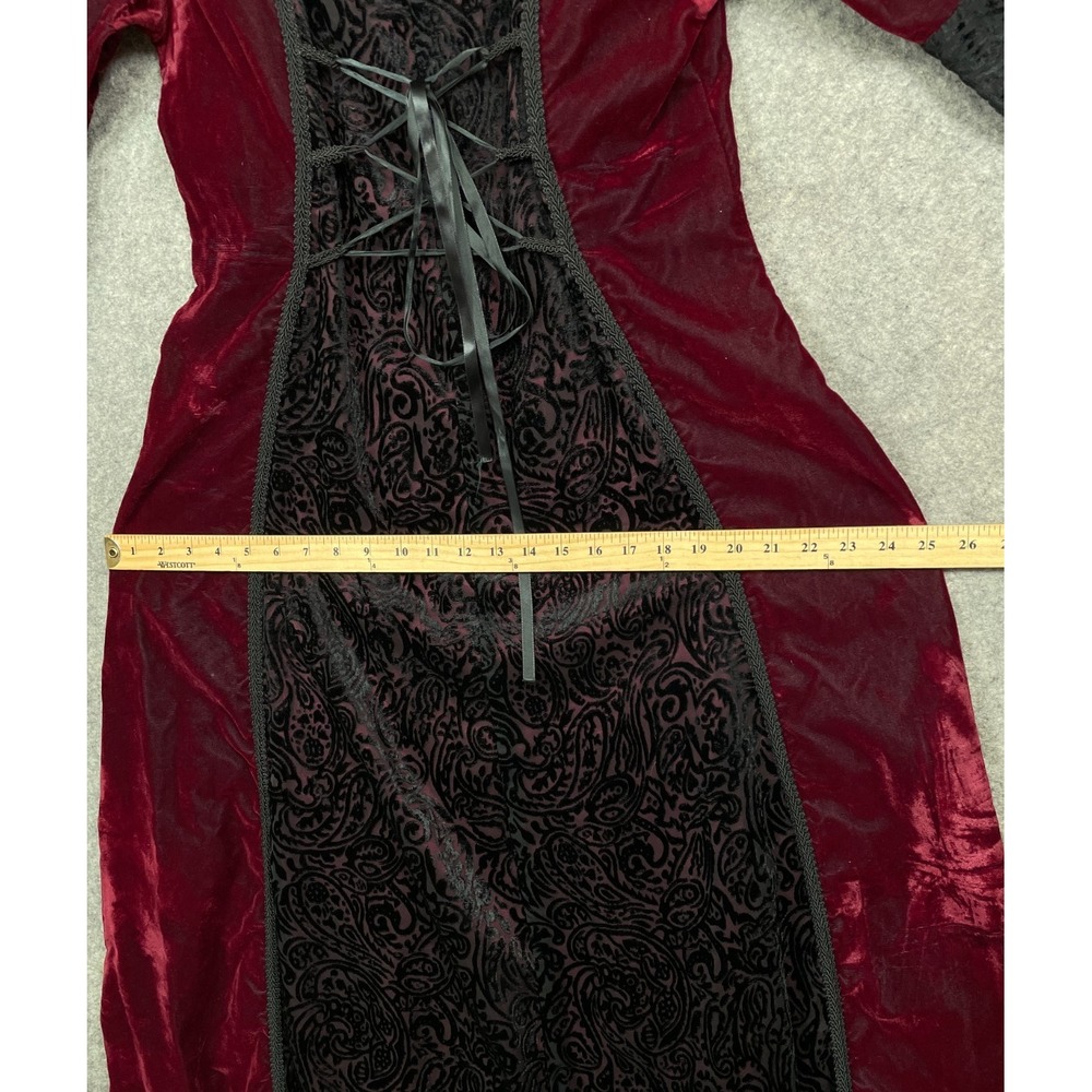 Vintage Lip Service Dress Red Black XL Velvet Gothic Renaissance Vampire - Picture 14 of 16